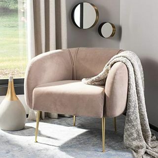 Couture Home Alena Mid-Century Pale Mauve και Gold Chair